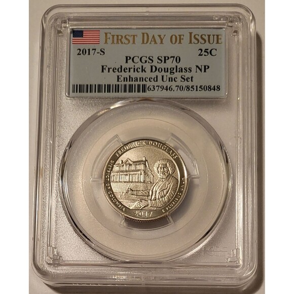 2017 S Frederick Douglass NP Quarter Enhanced SP70 PCGS First Day of Issue - Picture 1 of 2
